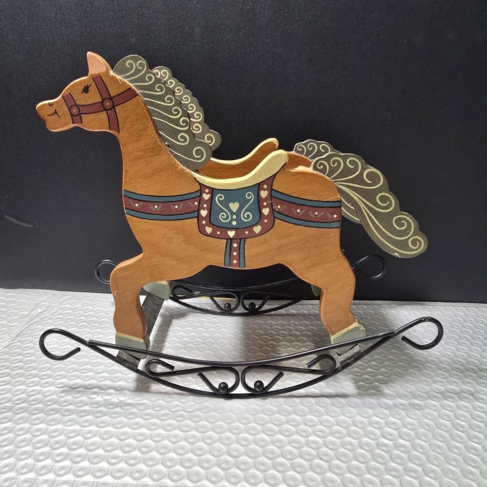 1986 Claire Burke Wooden Victorian Rocking Horse Retro Country